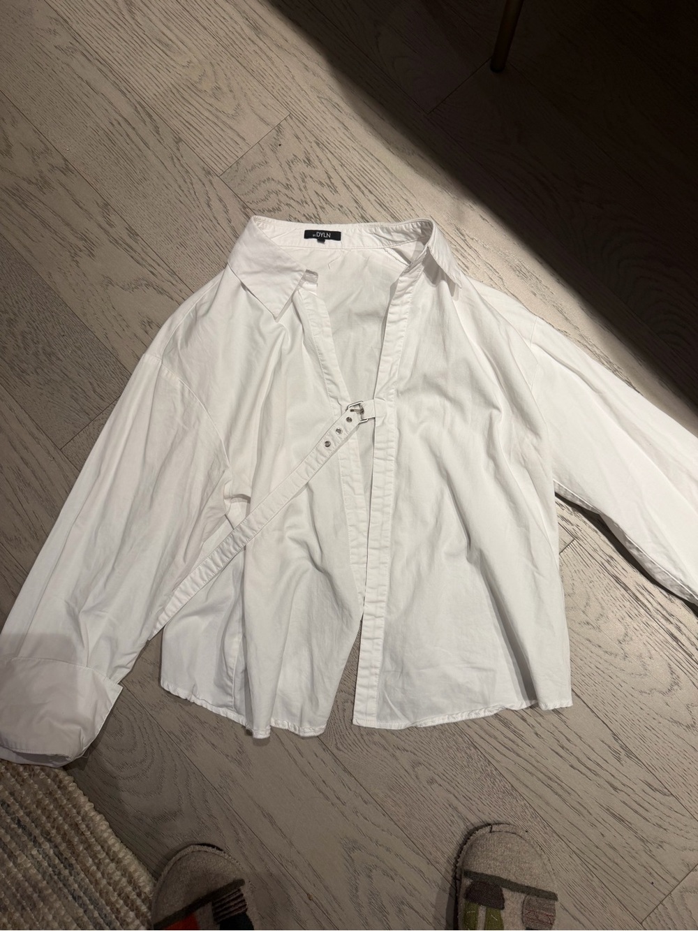 OVS White Cropped Button-Front Cotton Shirt